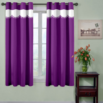 54% OFF on TT Polyester Purple Geometric Eyelet Curtain