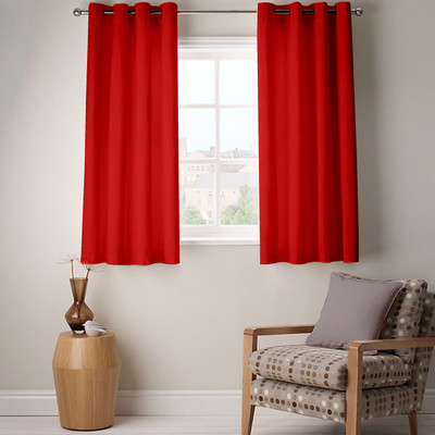 27% OFF on Fabutex Maroon Checkered Eyelet Curtain