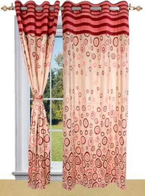 50% OFF on Shandar Polyester Maroon Geometric Eyelet Curtain