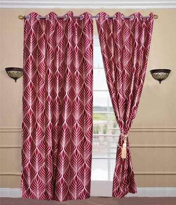 52% OFF on HomeZaara Polyester Maroon Abstract Eyelet Curtain
