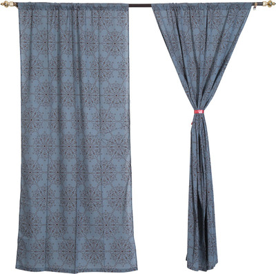 51% OFF on Rajrang Cotton Grey, Brown Floral Eyelet Curtain