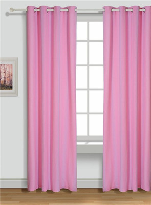 House This Cotton Pink Damask Tab Top Curtain