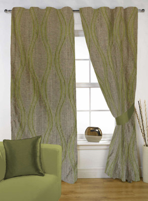 60% OFF on Delight Polycotton Multicolor Striped Eyelet Curtain