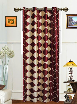 43% OFF on Dekor World Polyester Maroon Self Design Eyelet Curtain