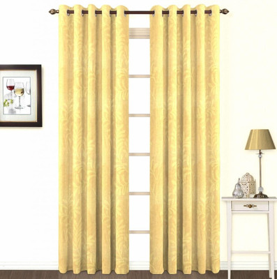 Skipper Polyester, Viscose Gold Geometric Eyelet Curtain