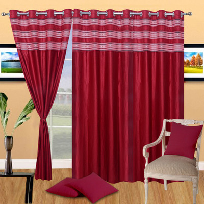 43% OFF on Handloomhub Polyester Red Solid Eyelet Curtain