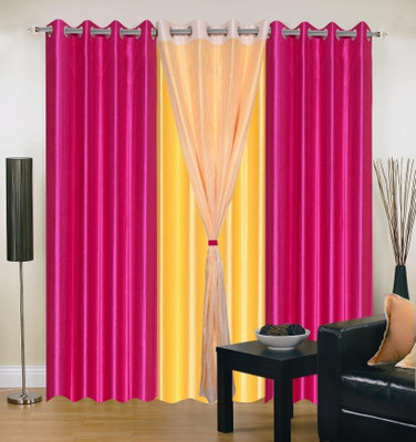 51% OFF on IWS Polyester Multicolor Abstract Ring Rod Curtain