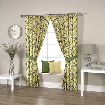 50% OFF on Threadmix Polyester Green Floral Eyelet Curtain