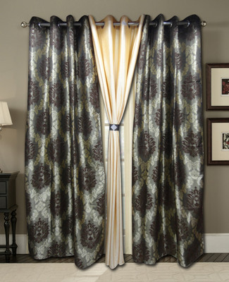17% OFF on Zigma Collections Polyester Multicolor Embroidered Eyelet Curtain
