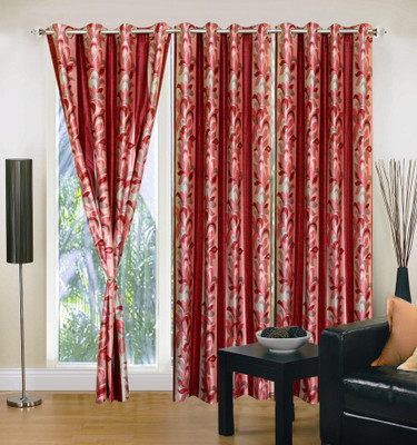 56% OFF on IWS Polyester Multicolor Damask Eyelet Curtain
