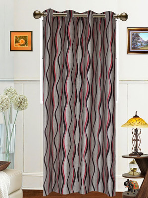 50% OFF on Dekor World Polyester Peach Checkered Eyelet Curtain