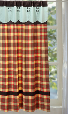 6% OFF on Pink Guppy Cotton Brown Checkered Eyelet Curtain