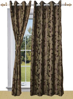 50% OFF on Shandar Polyester Brown Solid Eyelet Curtain
