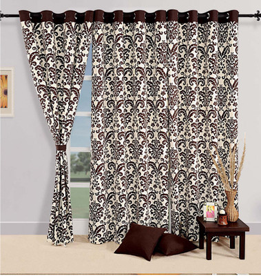 21% OFF on Swayam Cotton Brown, White Striped Eyelet Curtain