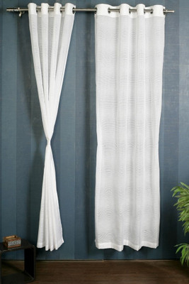 28% OFF on Sheer Empire Polyester White Geometric Eyelet Curtain
