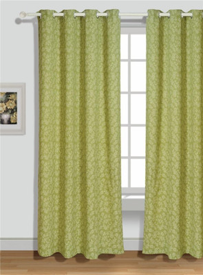 40% OFF on House This Cotton Green Floral Eyelet Curtain