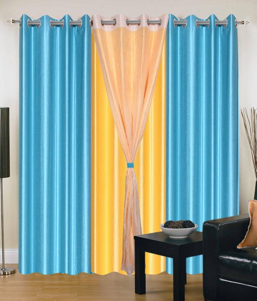 74% OFF on HomeZaara Polyester Multicolor Striped Eyelet Curtain