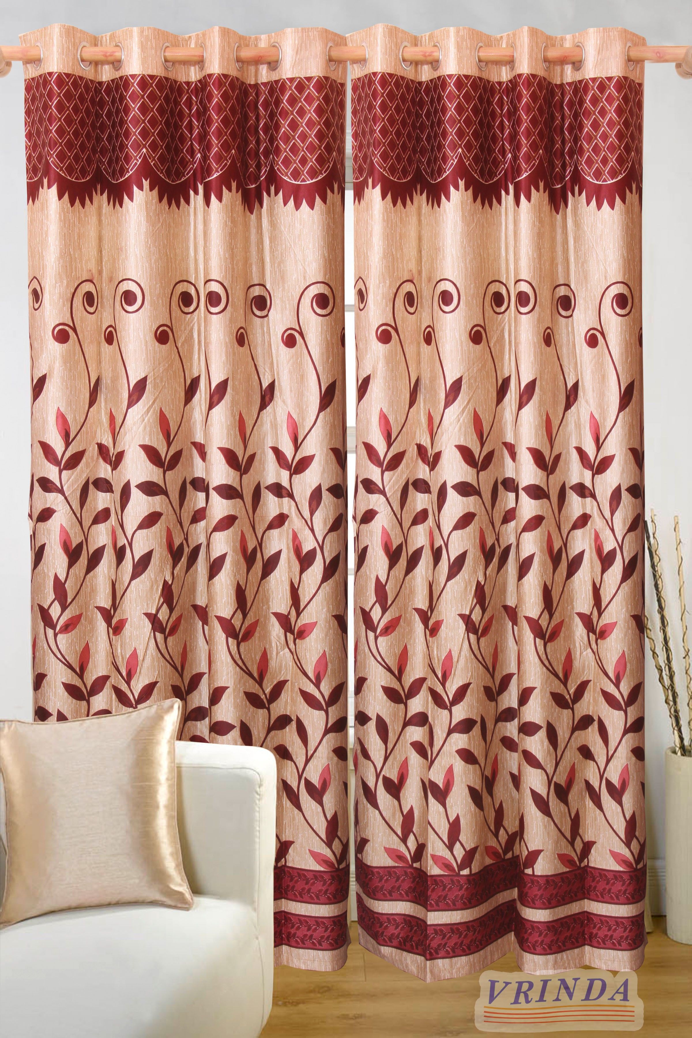 57% OFF on Vrinda Polyester Red Solid Eyelet Curtain