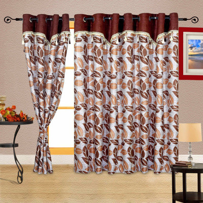 50% OFF on Cortina Polyester Brown Floral Eyelet Curtain