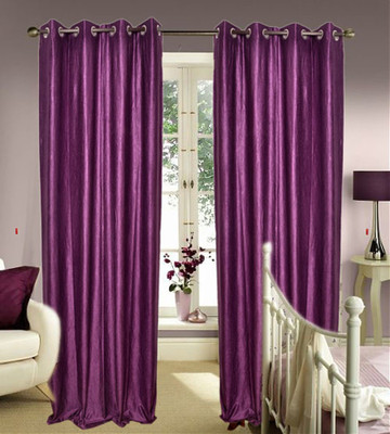 55% OFF on JBG Home Store Polyester Purple Solid Eyelet Curtain