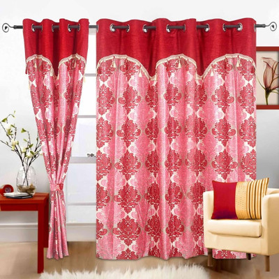 33% OFF on Cortina Polyester Pink Solid Eyelet Curtain
