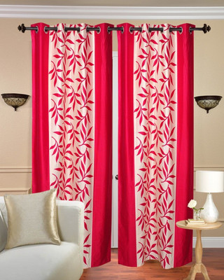 25% OFF on Fresh From Loom Polycotton Pink Abstract Tab Top Curtain