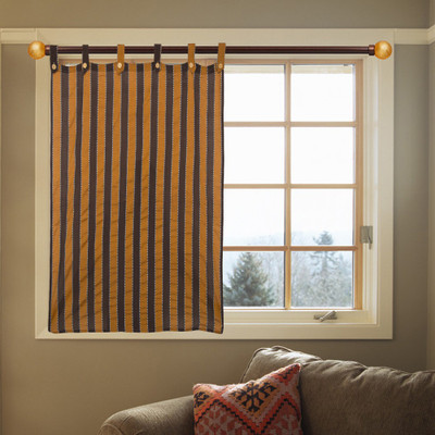 50% OFF on Kings Polyester Brown Striped Eyelet Curtain
