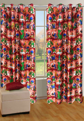 66% OFF on Homefab India Polyester Maroon Printed Eyelet Curtain