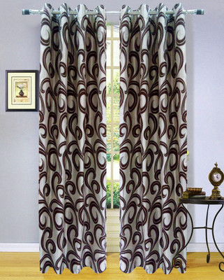 60% OFF on Homefab India Polyester Brown Printed Eyelet Curtain