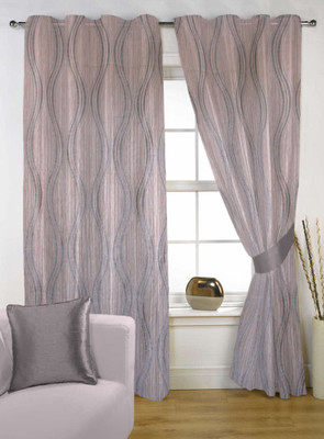 60% OFF on Delight Polycotton Pink Floral Eyelet Curtain