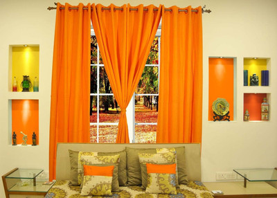 54% OFF on Ariana Cotton Orange Geometric Eyelet Curtain 54% OFF on Ariana Cotton Orange Geometric Eyelet Curtain