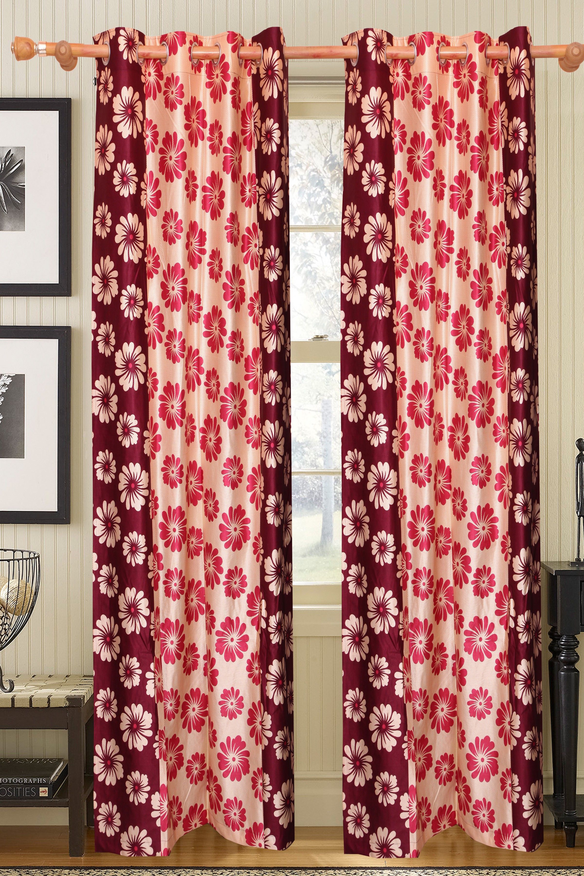 57% OFF on Vrinda Polyester Purple Printed Eyelet Curtain