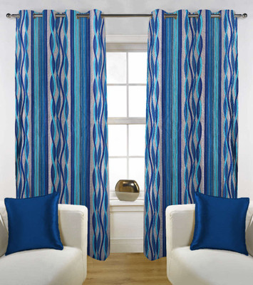 60% OFF on Kings Polycotton Blue Solid Eyelet Curtain