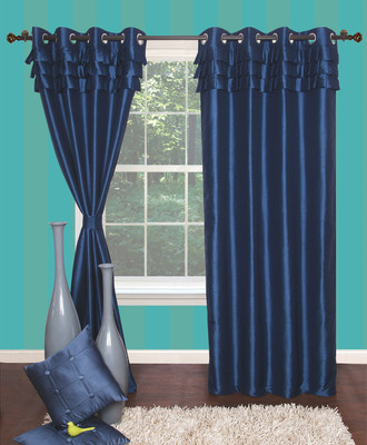 Furniche Polyester Blue Abstract Eyelet Curtain Furniche Polyester Blue Abstract Eyelet Curtain