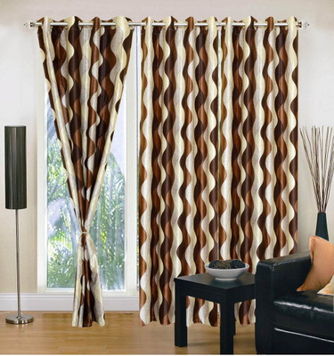 32% OFF on FabBig Polyester Brown Printed Eyelet Curtain