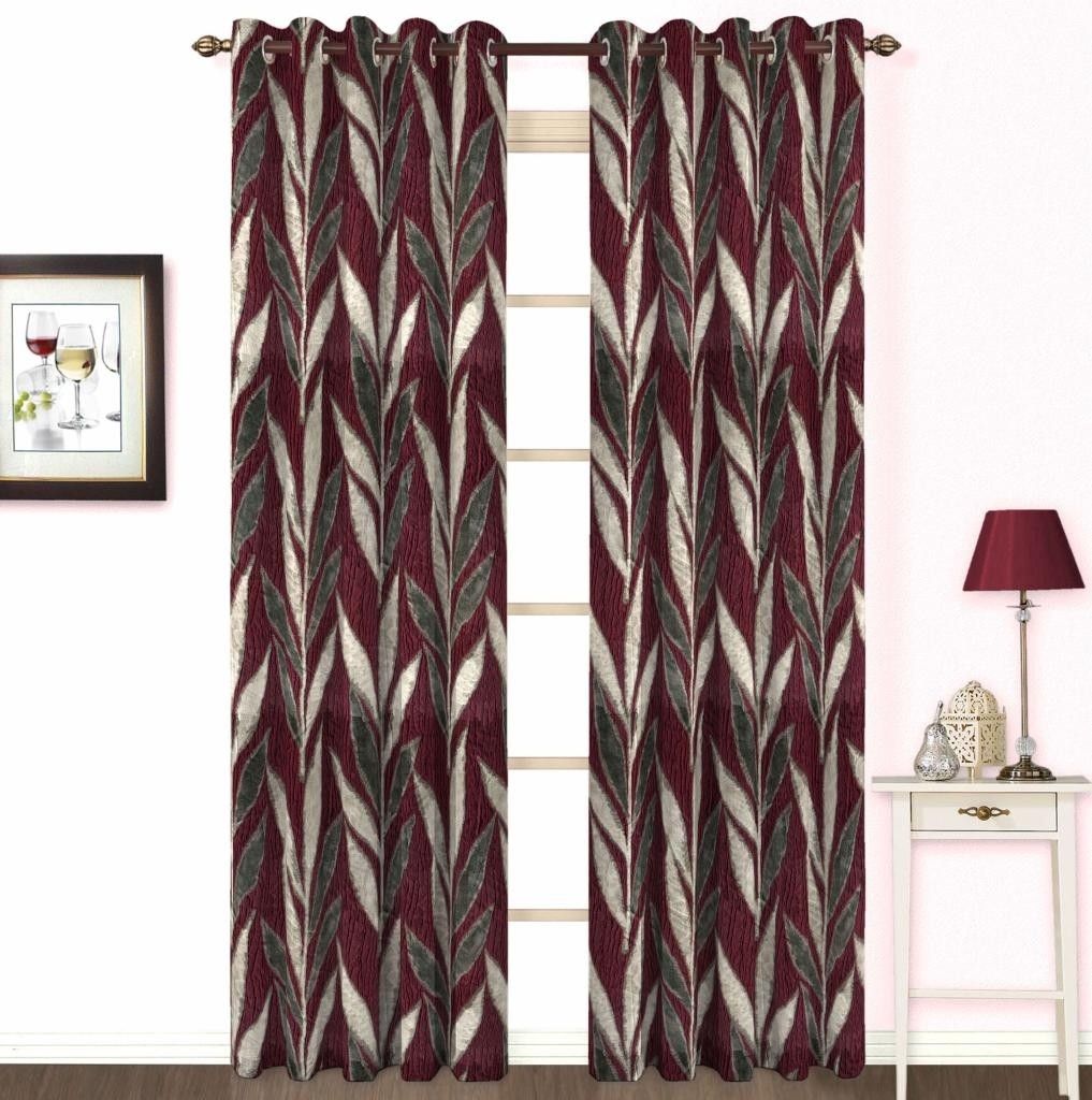 33% OFF on Skipper Polyester, Viscose, Blends Purple Floral Concealed Tab Top Curtain