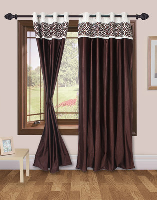 51% OFF on VS Collection Polyester Maroon, White Solid Eyelet Curtain