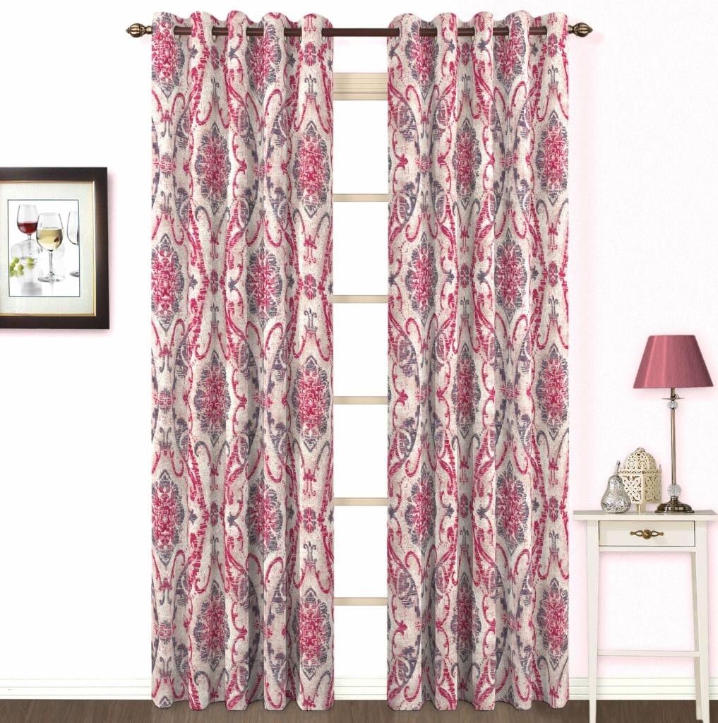 10% OFF on Skipper Polyester, Viscose, Blends Red Damask Eyelet Curtain