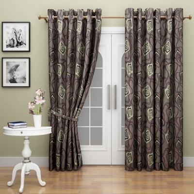 G M HomeFashion Polyester Multicolor Abstract Eyelet Curtain