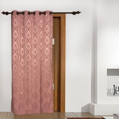 5% OFF on FloatingWalls Polyester Pink Abstract Eyelet Curtain