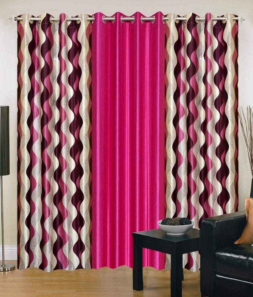 66% OFF on HomeZaara Polyester Multicolor Floral Tab Top Curtain