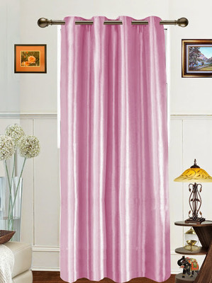 58% OFF on Dekor World Polyester Pink Floral Eyelet Curtain