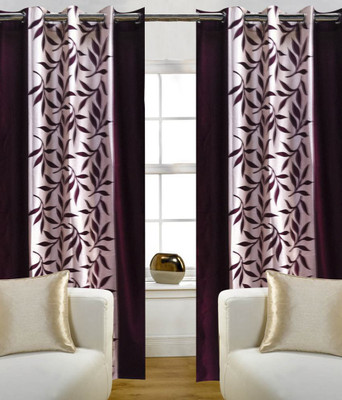 46% OFF on Kabir Polyester Wine Printed Eyelet Curtain