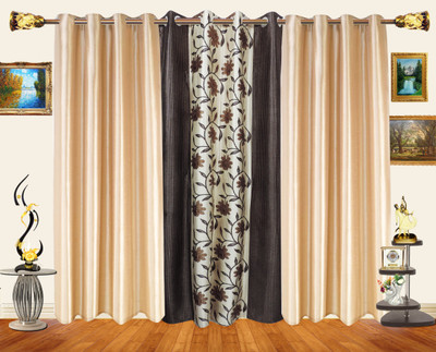43% OFF on Decor Bazaar Polyester Beige Damask Eyelet Curtain
