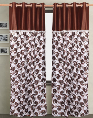 42% OFF on Vrinda Polyester Brown Printed Eyelet Curtain