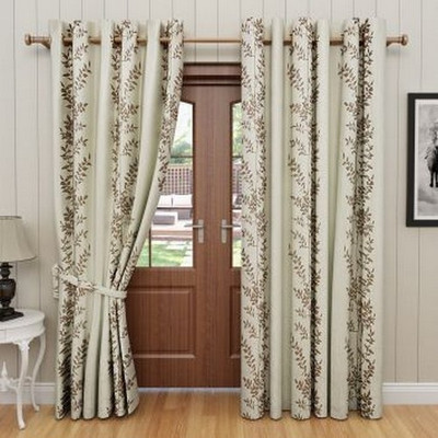 G M HomeFashion Polyester Multicolor Abstract Eyelet Curtain