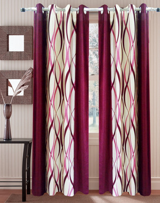 62% OFF on Homefab India Polyester Maroon Geometric Eyelet Curtain