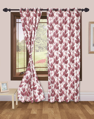 50% OFF on VS Collection Polyester Maroon, White Floral Eyelet Curtain