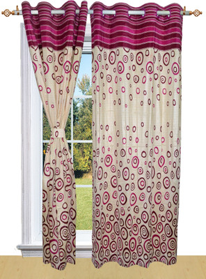 50% OFF on Shandar Polyester Purple Geometric Eyelet Curtain