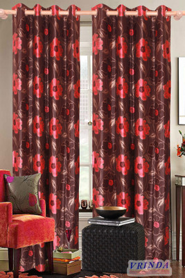 57% OFF on Vrinda Polyester Red, Brown Printed Eyelet Curtain